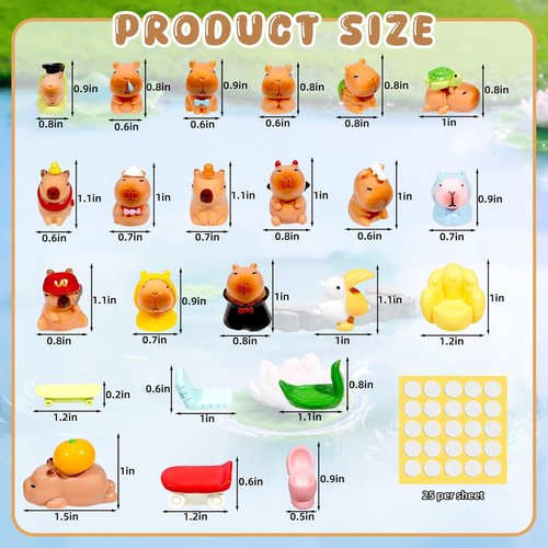 Exasinine 26-Piece Miniature Capybara Figurine Set - Resin Decor for DIY Fairy Gardens & Home Parties