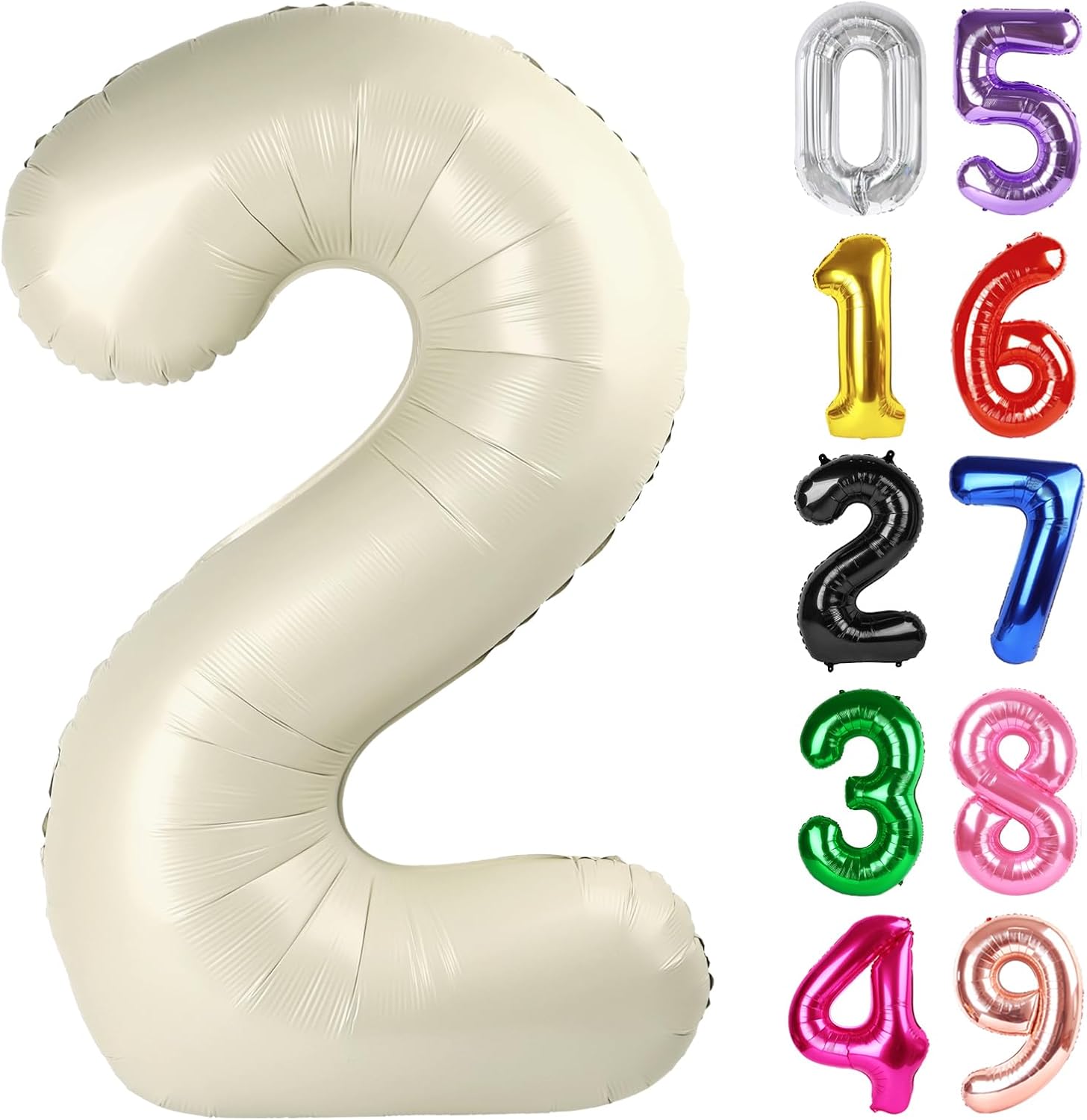 Number 2 Balloon - 40 Inch Cream Birthday Decoration for Toddlers | Sparkling 2nd Birthday Party Decor