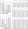 Homjoy 36 PCS White Pillar Candles Set - Glass Holders & Hurricane Vases for Weddings, Events, Home Office