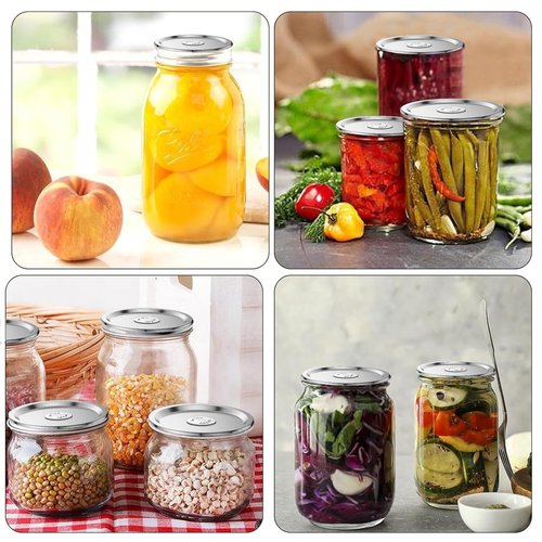 24Pcs- Wide Mouth Canning Lids for Ball, Kerr Jars - Split-Type Metal Mason Jar Lids for Canning - Food Grade Material, 100% Fit & Airtight for Wide Mouth Jars