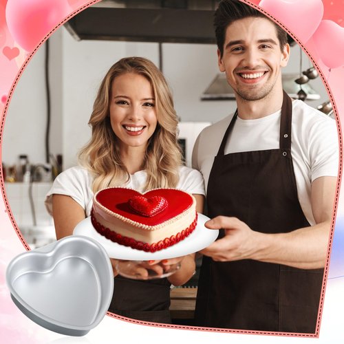 Mifoci 3 Pieces Heart Shaped Cake Pans Aluminum Cake Pans Heart Baking Mold for DIY for Kitchen Wedding Party(Silver,4，6，8 Inch)
