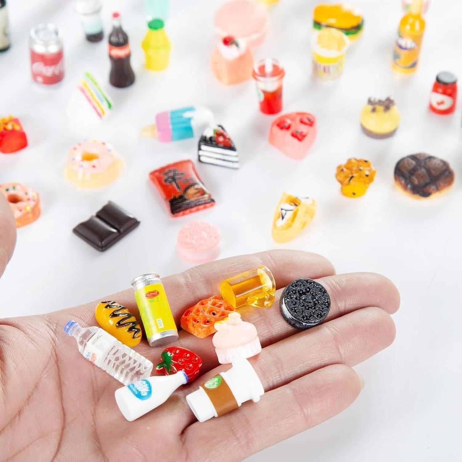Skiennix Miniature Food & Drink Bottles - 50 Pcs Pretend Play Kitchen Accessories for 1/12 Dollhouse