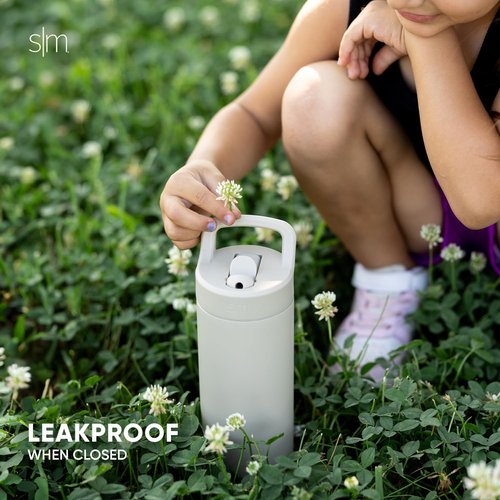 Simple Modern Kids Water Bottle with Straw lid | Insulated Stainless Steel | Reusable Thermos for Girls, School & Sports | Leak Proof & BPA Free | Mesa Collection | 16oz, Lavender Checkmate