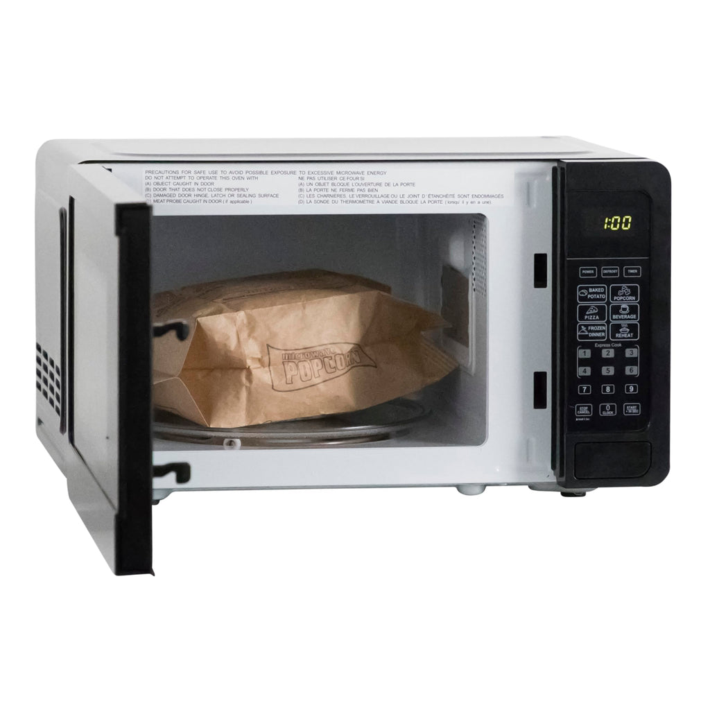West Bend Microwave Oven 700-Watts Compact with 6 Pre-Set Cooking Settings, Speed Defrost, Electronic Control Panel and Glass Turntable, 0.7 Cu.Ft., Black