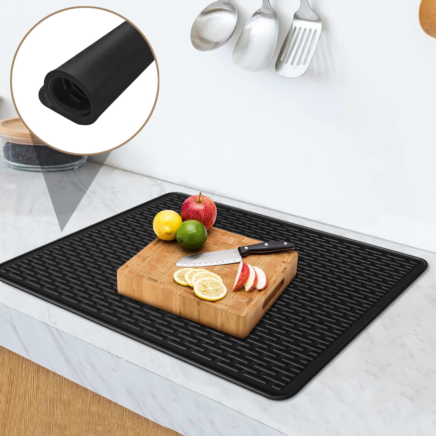 Golener Silicone Stove Cover - 36.5" x 20.5" Electric Stove Protector, Food Grade, Foldable, Easy Clean, Heat-resistant Silicone Mat for Glass, Black