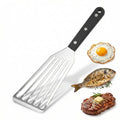 Stainless Steel Fish Spatula - 12.2 Inch Ideal Length Slotted Turner with High Heat Resistant PP Handle - Heavy Duty 1.2mm Thick Metal Flipper with Hanging Hole for Cooking & Grilling