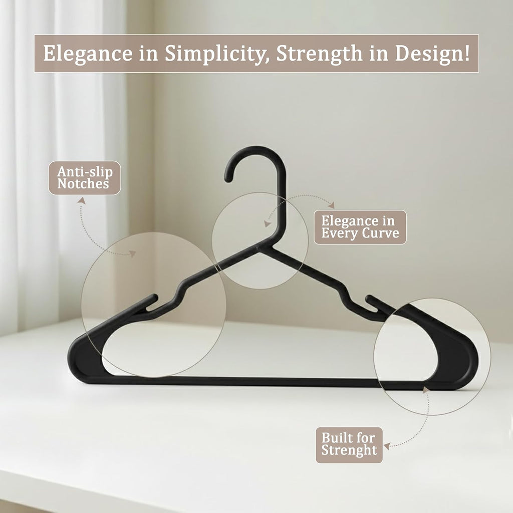 Utopia Home Plastic Hangers 20 Pack - Durable Space-Saving Clothes Hangers - Black Closet Organizers
