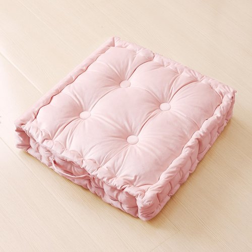 RuzRhyth Square Floor Pillows, Large Floor Cushion for Adults Kids, Meditation Floor Pillow Seating Cushion with Shredded Memory Foam and Silk Wadding, 20"x20"x5" Blush