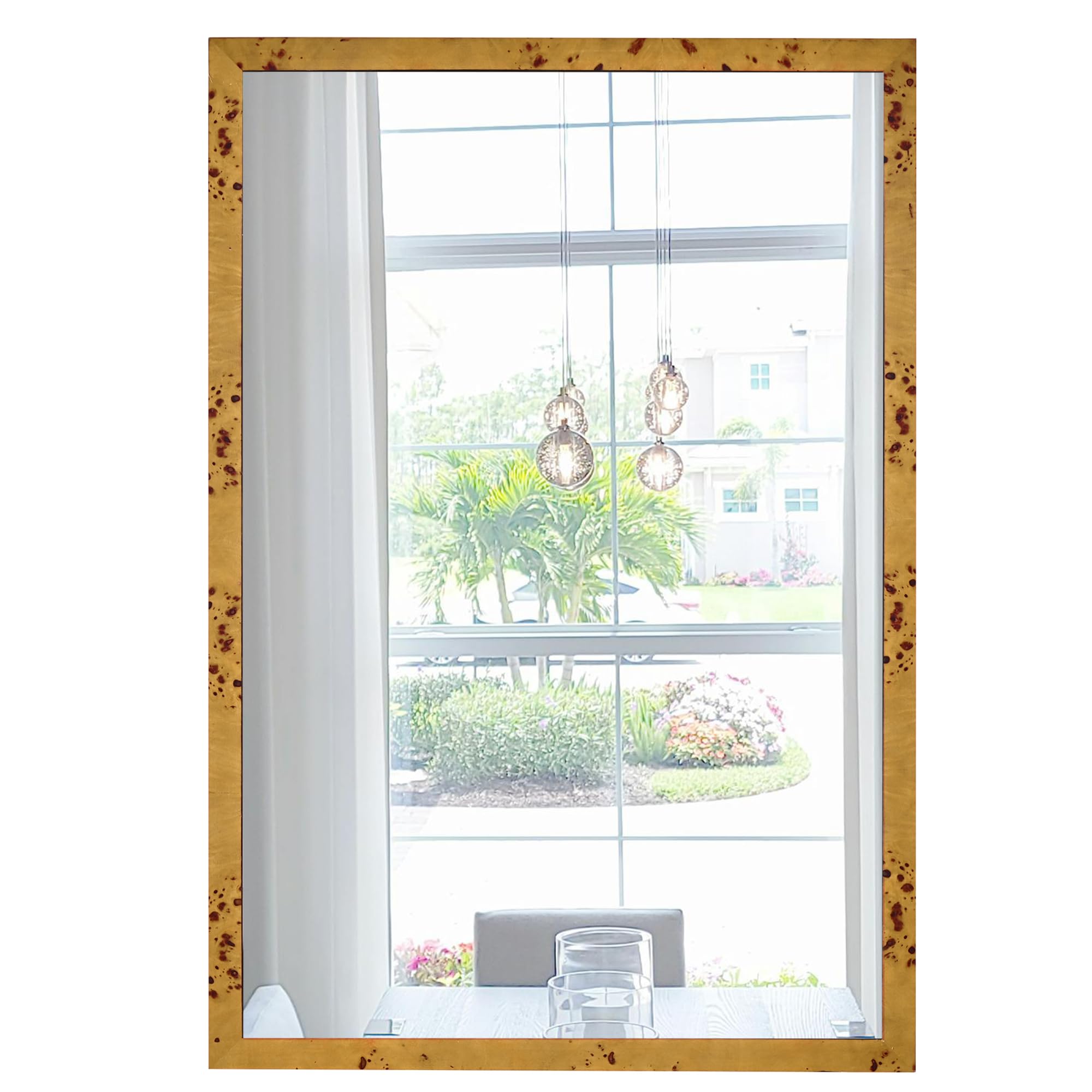 DUQIMO Wood Mirrors for Bathroom Over Sink 20x30 Inch, Rustic Wooden Framed Vanity Wall Mirror with Tempered Glass Farmhouse Bathroom & Entryway Decor