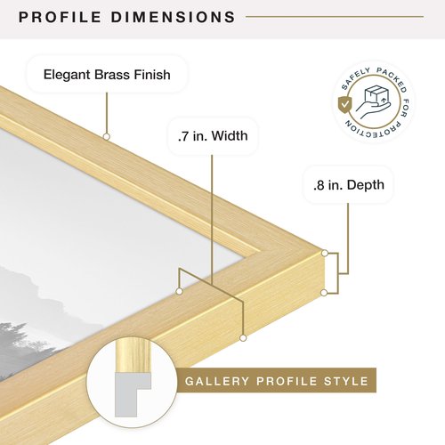 MCS Foundation 14x22 Poster Frame Traditional Brass, Vertical & Horizontal Wall Hanging Large Picture Frame for Photos, Posters & Art Prints (1-Pack)