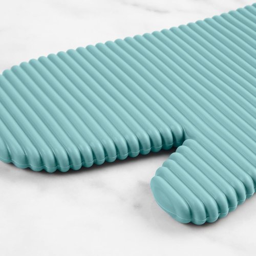 KitchenAid Ribbed Soft Silicone Oven Mitts - Heat Resistant 2-Pack Set, 7.5"x13", Mineral Water Aqua
