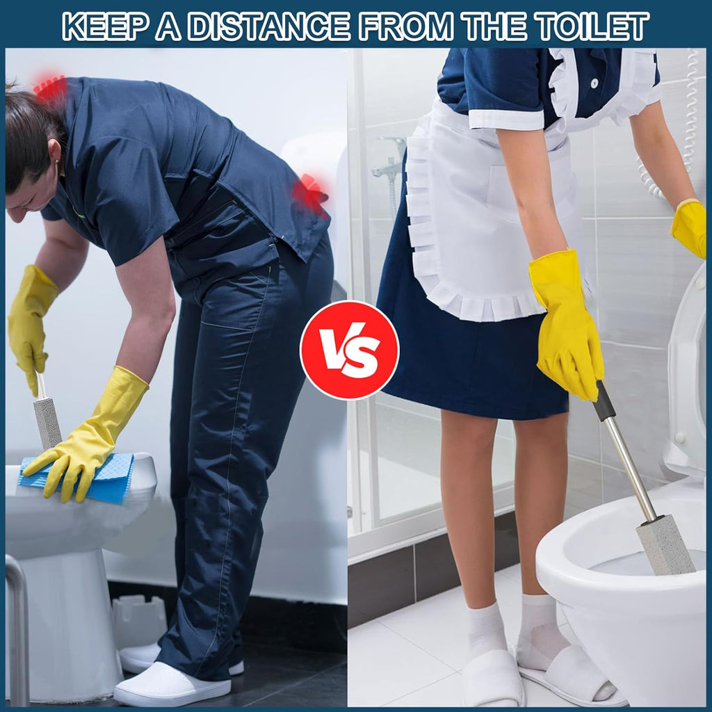 Skiennix Pumice Stone Set - Extra Long Handle Toilet Cleaner Brush | 2 Pack for Effective Cleaning