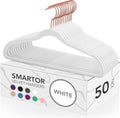 Smartor Velvet Hangers - 50 Pack Non-Slip Heavy Duty Felt Hangers with 360° Rotating Rose Gold Hook | Slim Space-Saving Closet Organizer