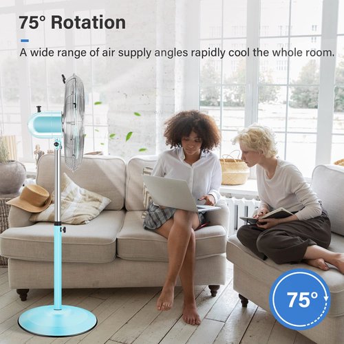 Simple Deluxe 16 Inch High Velocity Stand Fan, Adjustable Heights, 75°Oscillating, Quality Made Fan with 3 Settings Speeds, Heavy Duty Metal for Industrial, Commercial, Residential, Color: Green