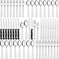 CEKEE Stainless Steel Silverware Set - 48-Piece Flatware for 8 with Steak Knives | Mirror Polished & Dishwasher Safe