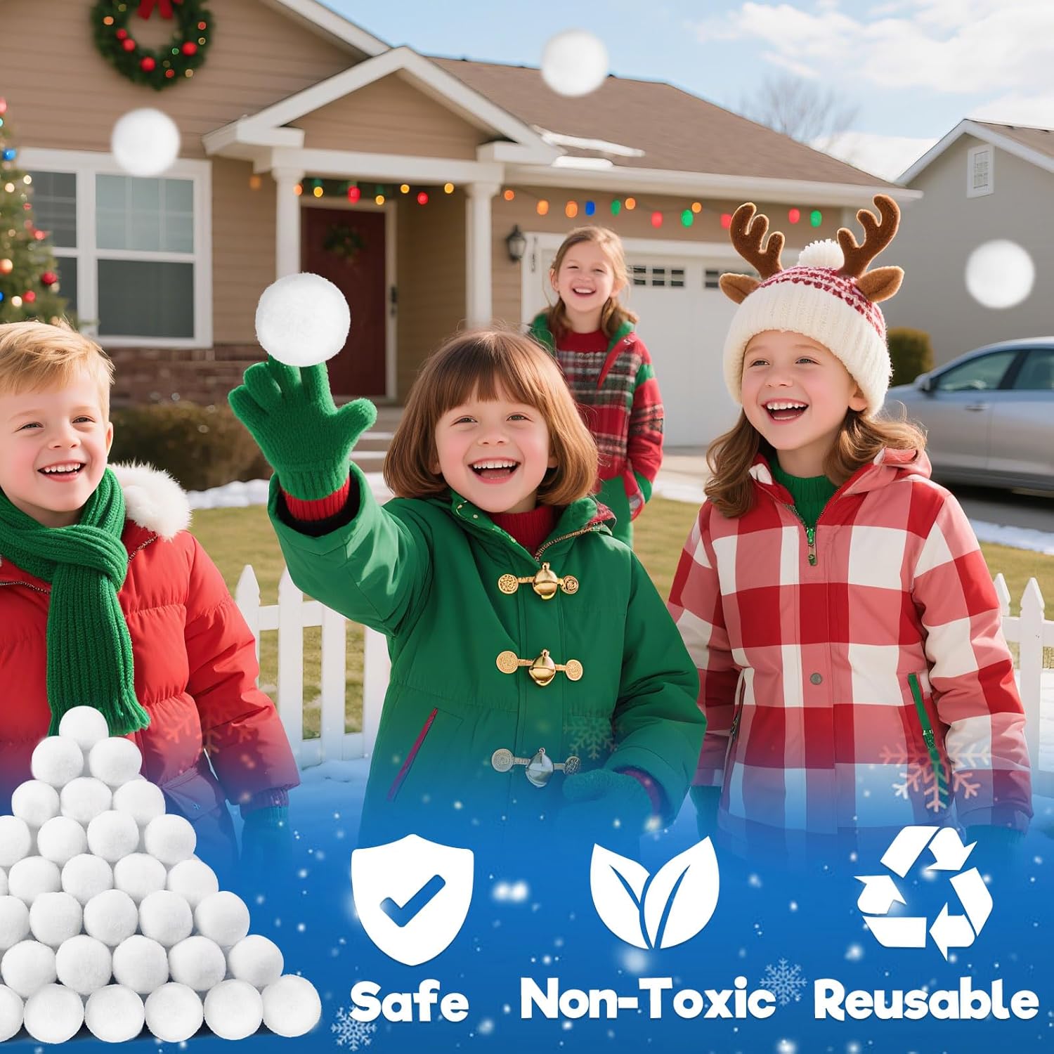 Skiennix 60 PCS Fake Snowballs - 2 Inch Indoor Decorations for Family Fun & Holiday Parties