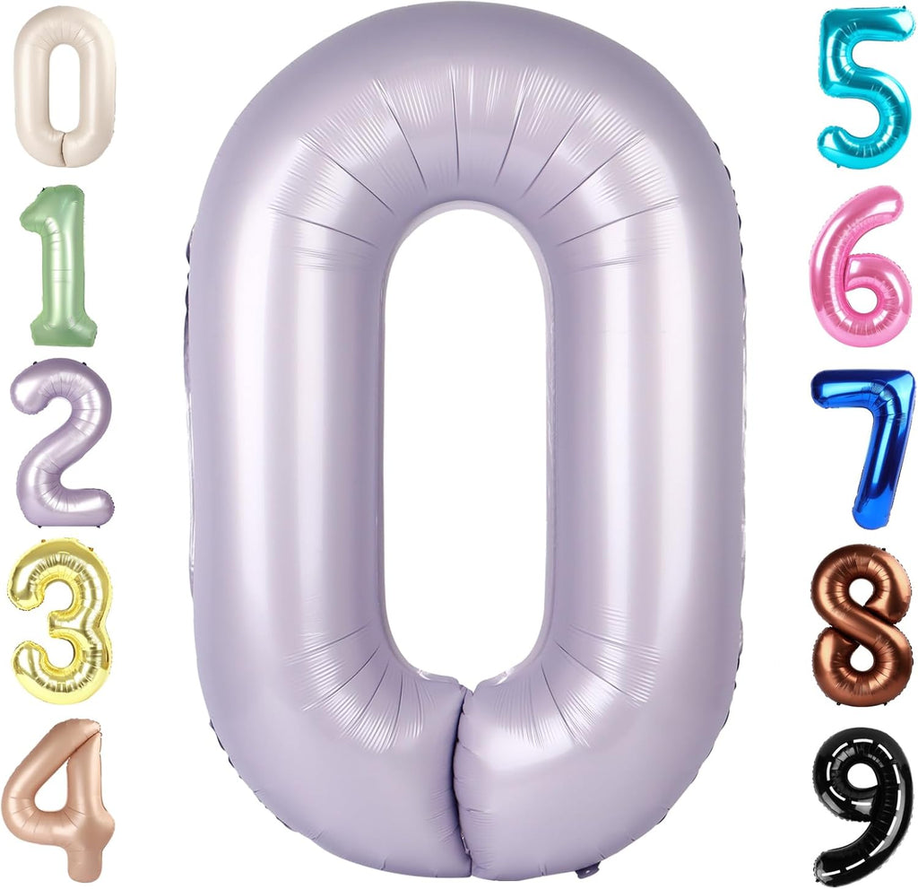 Number 0 Balloons - 40 Inch Cream Purple Birthday Decorations for Milestone Events | Baby Showers, Weddings
