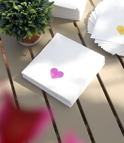 100 PK Valentine's Day Napkins Paper - 3-ply Valentine Cocktail Napkins Disposable 5x5 Inches for Valentine Decorations Decor Party Supplies for Kids Classroom Gifts