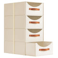 Homsorout Stackable Storage Drawers - Large Collapsible Bins for Closet Organization | 4-Pack Light Beige