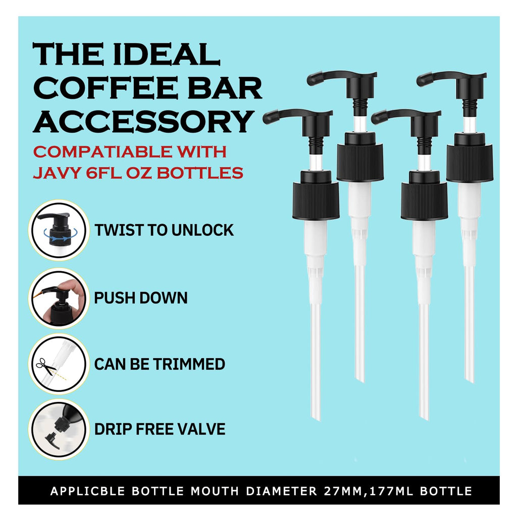 Oxyooh Syrup Pump for Javy Coffee Concentrate 6fl oz, 4 Pack Syrup Pump Dispenser Compatiable with Javy Protein Coffee Concentrate for 177ml Bottle, Replaces Measuring Spoon