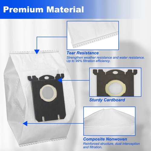 GULUANT 5 Pack Replacement Vacuum Bag for Electrolux Classic S-Style EL4100A EL4101A EL6986A EL6988E EL6988EZX 6990 6991 6992 6994 6996 5989 8985 6988 6989 CV-140 EL4200 EL7000 Vacuum Models