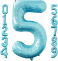 Skiennix 40-Inch Baby Blue Number 5 Balloon - Jumbo Foil Mylar Helium Decoration for 5th Birthday Party