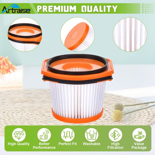 Artraise Vacuum Filter Replacement for Shark Wandvac System WS620 WS630 WS632 WS632BLBRN WS632GDBRN WS632GNBRN WS632PKBRN WS632RGBRN, Compared to Part # XFFWV360 (4 Pack)