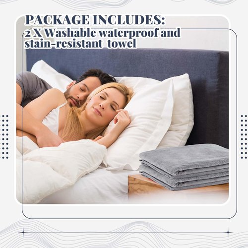 Fanfanwin 2 Pcs Couples Waterproof Mat Lover Reusable Stainproof Blanket Quiet Easy Use Mattress Protector for Adult Multi Functional Bed Sheet Couple Pleasure Comfort (27 x 27 in,Grey)