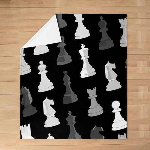 Feelyou Black White Grey International Chess All Season,Bed Blanket Set Chess Board Game Plush Throw Blanket, for Sofa Couch Kids Checkerboard Flannel Fleece Blanket Chess Lovers Twin 60"x80"
