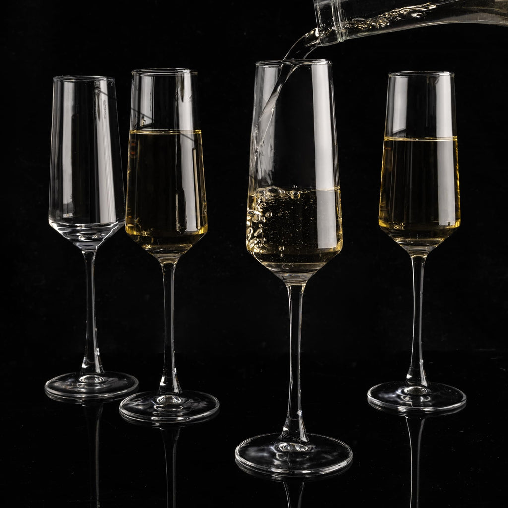 YANGNAY Champagne Flutes Set of 12, 7.5 oz Stemmed Champagne Glasses, Sparkling Wine Glasses for Party, Clear