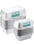 NEEBAKE 60 Pack Disposable Aluminum Loaf Pans with Lids Combo Set - 30 Pack 8.5x4.5x2.5 Foil Loaf Pans & 30 Pack 6x3.5x2 Mini Tin Foil Baking Pans Tin Trays Food Containers for Baking Cakes Bread Meat