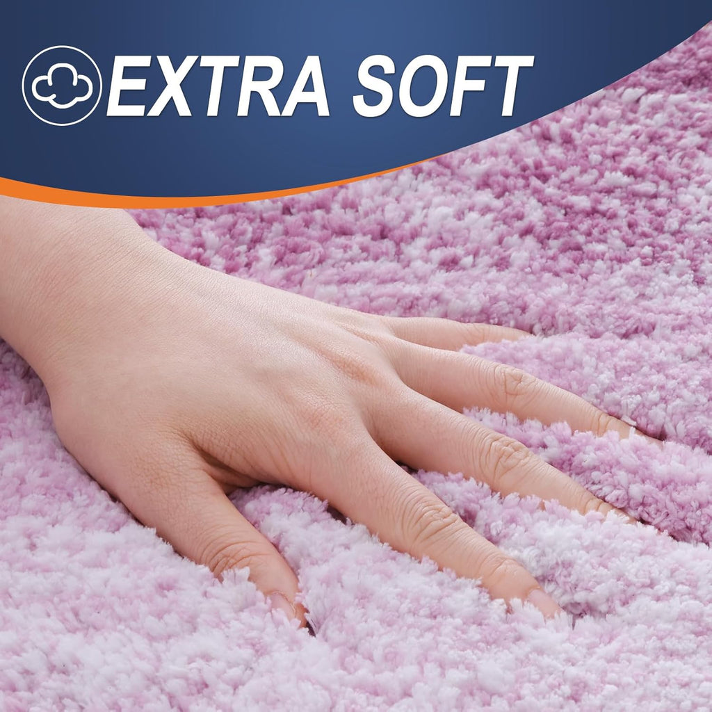OLANLY Bathroom Runner Rugs - Extra Soft Microfiber, Quick-Dry & Washable | 54x24, Pinkish-Purple