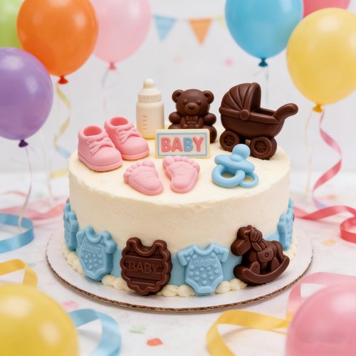 2 Pcs Baby Shower Chocolate Molds, Baby Feet Bottle Carriage Nursing Silicone Molds for Chocolate Candy Gummy Resin Soap Wax Melts Ice Cube Jelly Bite Size