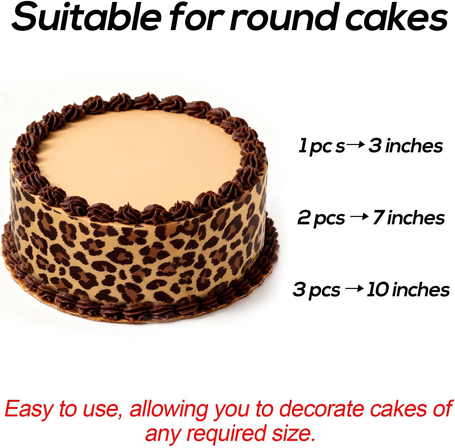 Skiennix Edible Paper - Cheetah Print Cake Wraps | 3 Sheets, 2.4x11 Inches for Birthday Decor