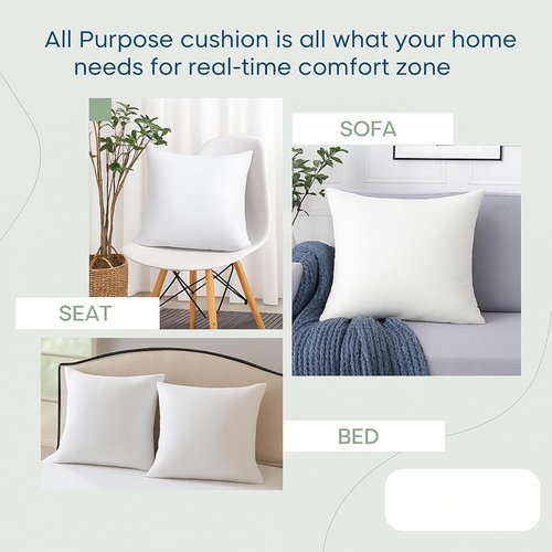 LANE LINEN 18 x 18 Throw Pillow Inserts - Pack of 2 White Down Alternative for Decorative Pillows