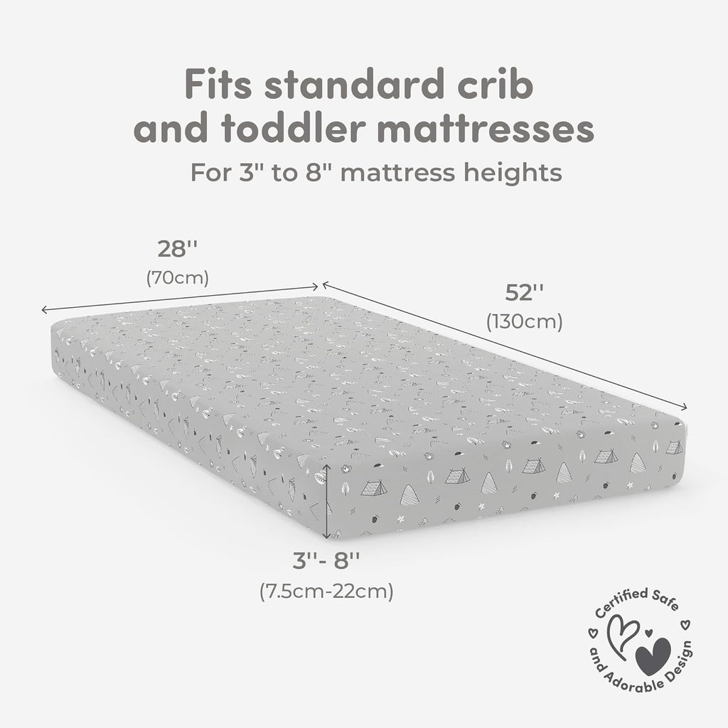 Sweety Fox Cotton Crib Sheets - Soft Jersey Knit Mini Fitted Sheets for Boys & Girls | Woodland Print, 2 Pack