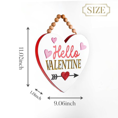 Valery Madelyn Valentines Day Decorations, Wooden Heart Decor with LED Light, Valentine Wreath for Front Door, Romantic Heart Decorations for Home Proposal Wedding Anniversary, 11 inch