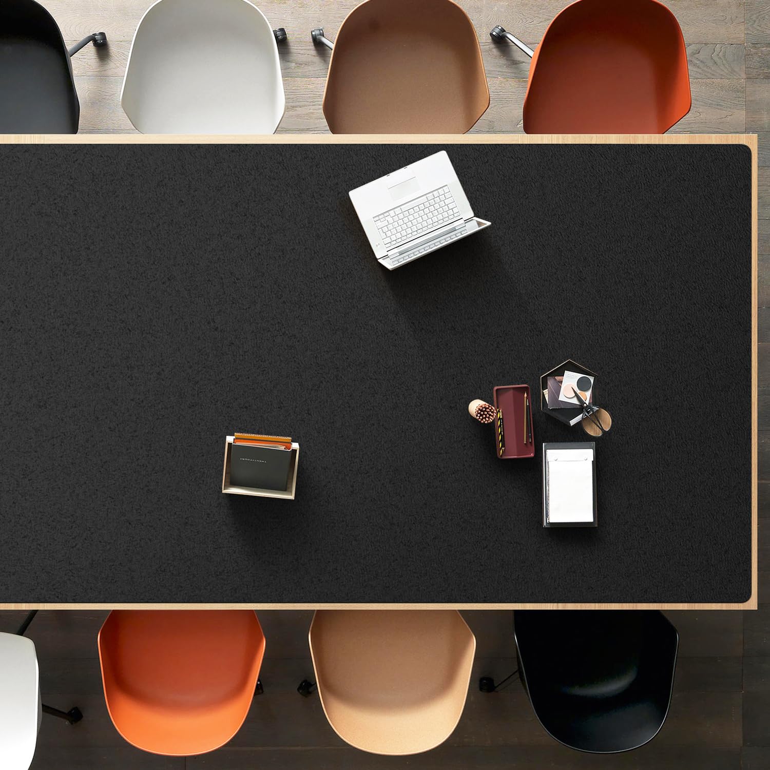Furkit Black Plastic Table Cover Protector, 54" x 54" Waterproof Easy Flat PVC Desk Pad Mat, 1.5mm Thick Waterproof Vinyl Table Top Protector for Dining Room Table, Office, Dresser