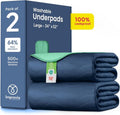IMPROVIA® Washable Underpads - Heavy Absorbency Reusable Incontinence Pads | Waterproof Protection (Navy & Green, 34"x52", Pack of 2)
