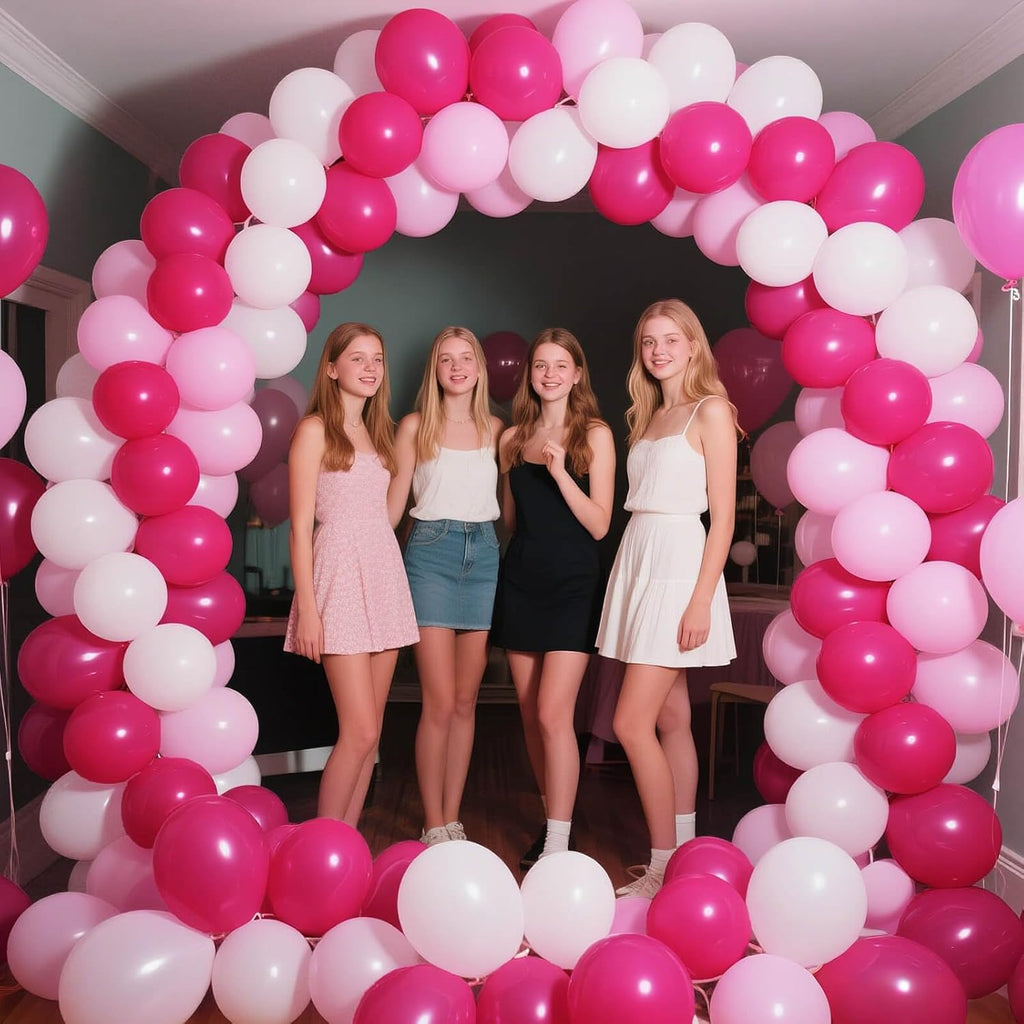 Pink White Balloons - 100pcs 12-Inch Hot Pink & Pastel Pink | Perfect for Mother's Day, Birthdays & Weddings
