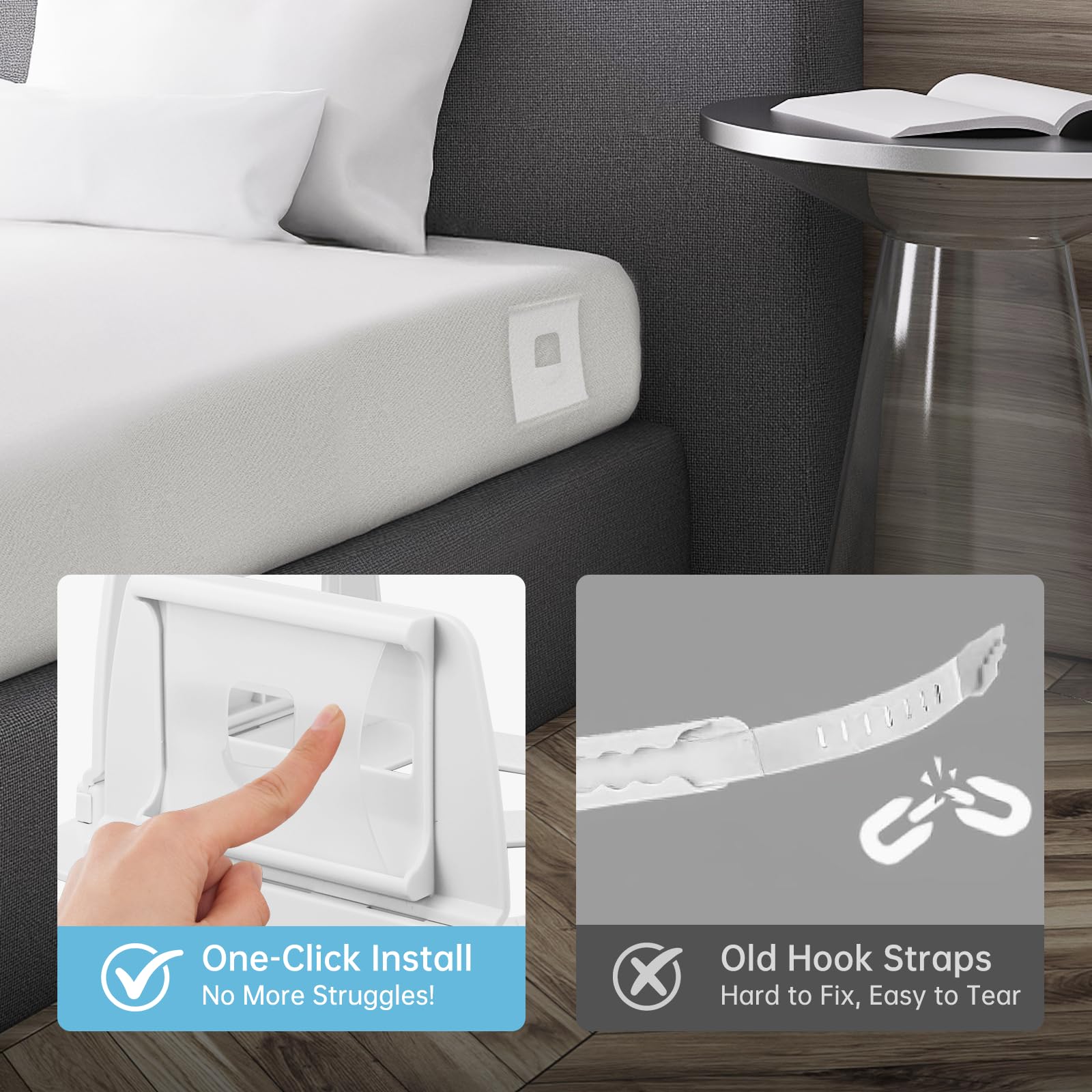 Upgrade Bed Sheet Holders for Corners: 4Pcs Fitted Lock Sheet Holders Keep Sheets Firm & Tight, Heavy Duty Bed Sheet Clips, with Clip Easy to Install for All Mattress Sizes - No More Loose Sheets