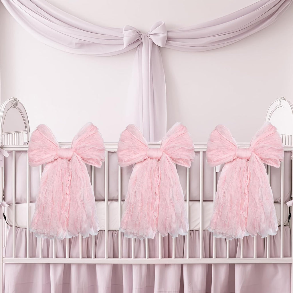 XunYee Large Pink Bows - 10 x 18 Inches Giant Nursery Decor | Perfect for Parties & Celebrations