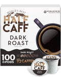 World's Best Half Caff Dark Roast Coffee Pods - 100% Arabica | 100 Single Serve Pods for Keurig
