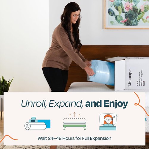 Linenspa Memory Foam Mattress Topper - 2 Inch Gel-Infused Twin Size - Plush, Cooling & Pressure Relieving