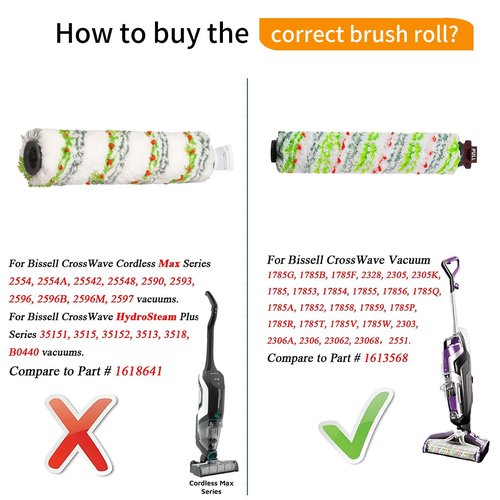 KLAQIAN 1785 2306A Crosswave Pet Pro Replacement Parts for Bissell Crosswave Roller Brush Replacement and Crosswave Replacement Filter (2 Multi-Surface Pet Brush Rolls+2 Filters)