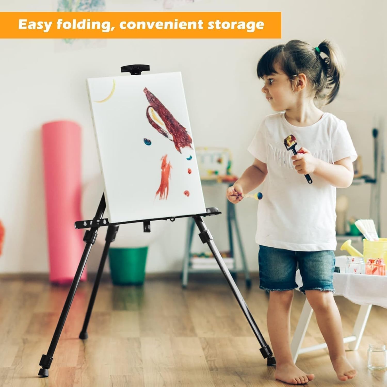 RRFTOK Easel Stand for Sign and Painting - Adjustable Metal Tripod Art Easel 17-66 Inch with Carry Bag | Black