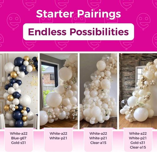 Bezente Pearl White Latex Balloons - 150 Pack of 5-Inch Matte Ivory Helium Party Decorations