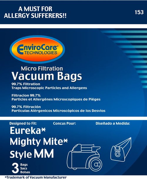 EnviroCare Replacement Micro Filtration Vacuum Cleaner Dust Bags made to fit Eureka Style MM Eureka Mighty Mite 3670 and 3680 Series Canisters 3 pack