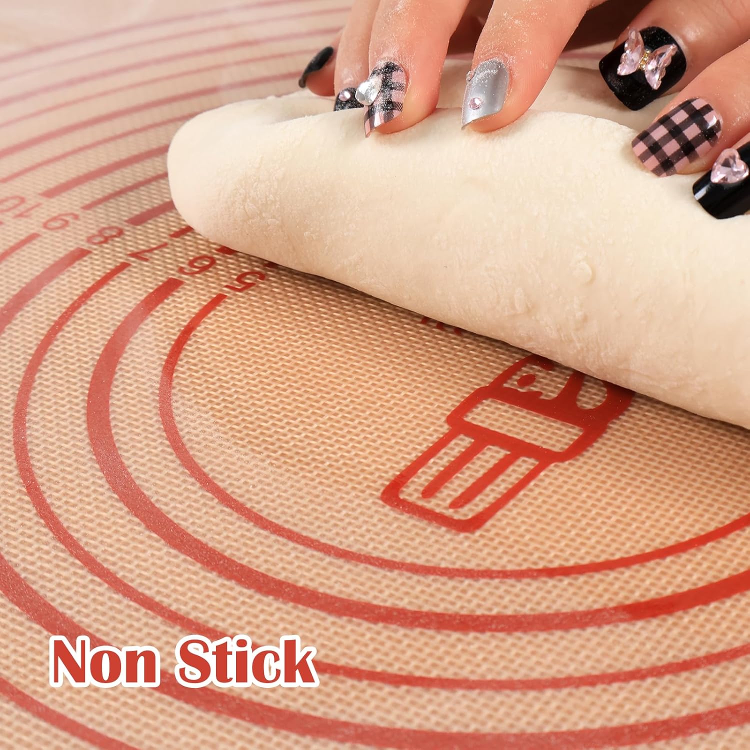 Skiennix Extra Thick Silicone Pastry Mat - Large Non-Stick Baking Mat with Measurements | 16"x24", Red
