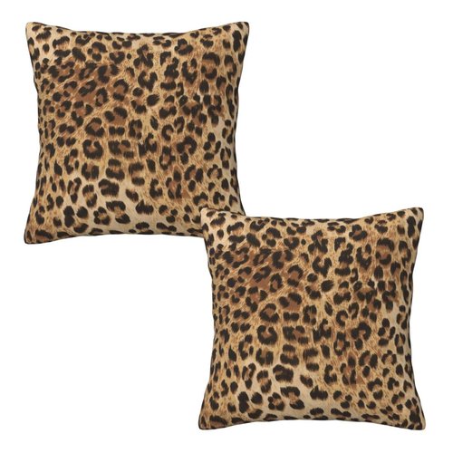 Tebjh Leopard Pillow Covers 20x20 in Sets of 2 Couch Pillow Case Modern Decorative Square Throw Pillows for Home Living Room Bedroom Bed Cushion